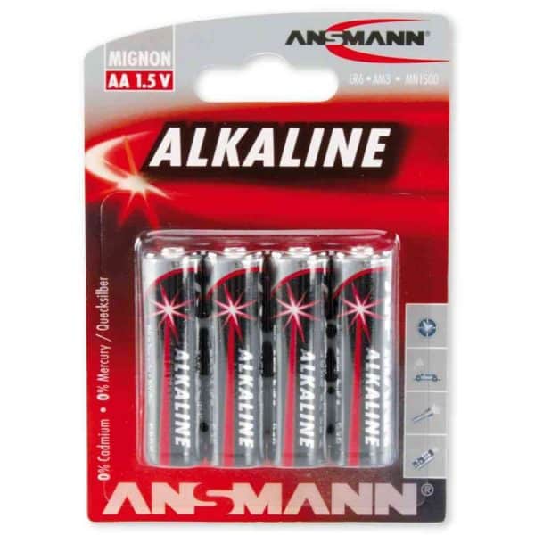 Batterij Red Alkaline AA blister van 4