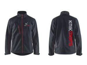 Softshell jas zwart/rood Knikmops mt XL