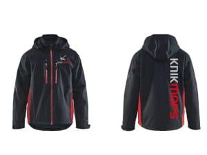 Winterjas zwart/rood Knikmops mt XL